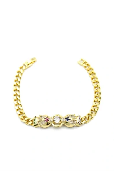 LitaeTrend Zirkon Taşlı Leopar Bileklik - Altın ürün görseli 1