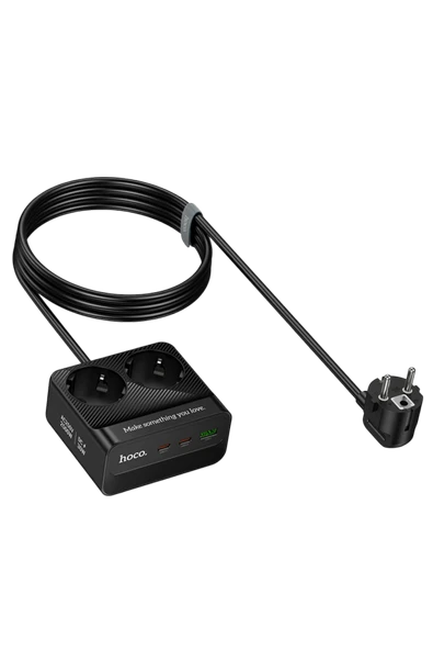 Hoco. AC27 Descanso 5in1 2M 2500W Priz Dönüştürücü - Beyaz - Resim 2