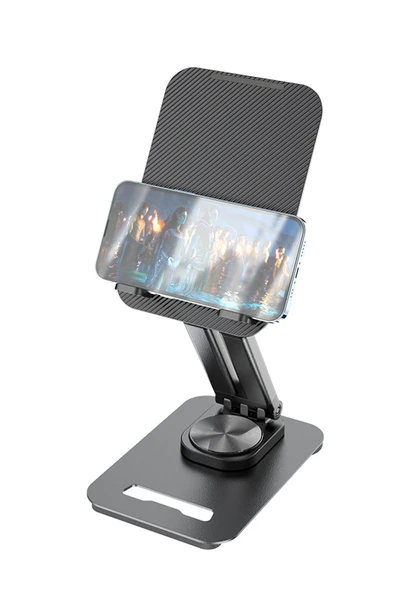 Hoco. PH48 360 Derece Ayarlanabilir Katlanabilir Masaüstü Telefon Tablet Tutucu - Siyah - Resim 4