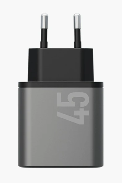 AmpCharger GaN45 2 Adet 45W Type-C Çıkışlı Hızlı Şarj Aleti - Koyu Gri ürün görseli 1