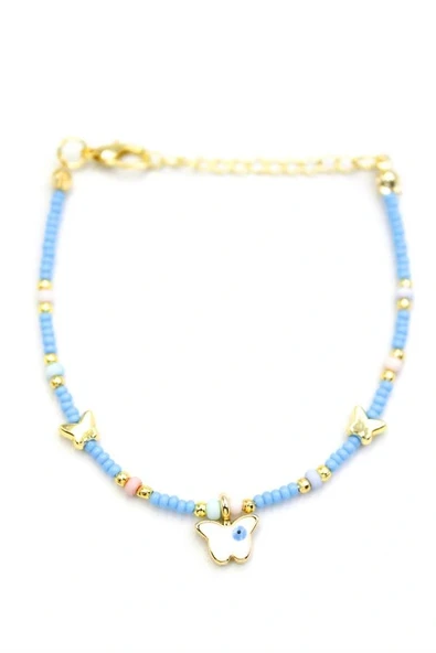 LitaeTrend Kelebek Boncuk Bileklik - Açık Mavi ürün görseli 1