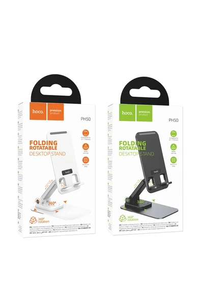 Hoco. PH50 Ayarlanabilir Katlanabilir Masaüstü Telefon Tablet Tutucu - Siyah - Resim 7