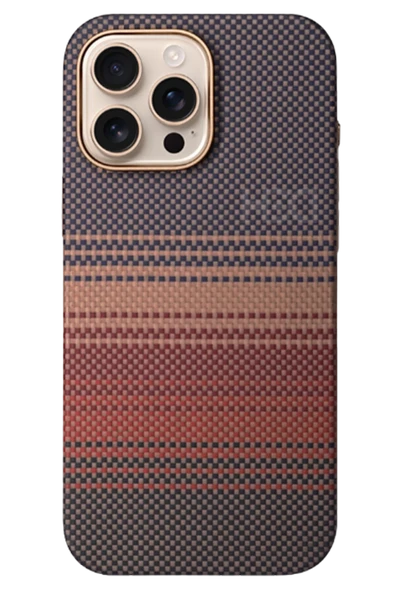 Apple iPhone 16 Pro HBC-377 Kevlar Slim Magsafe Kapak - Gün Batımı - Resim 2