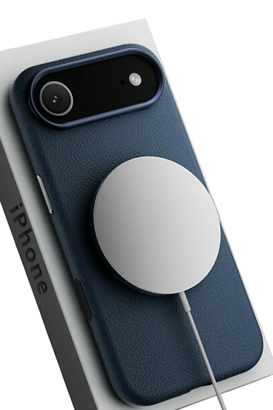 iPhone 17 Air Wonder Deri Magsafe Kapak - Lacivert - Resim 6