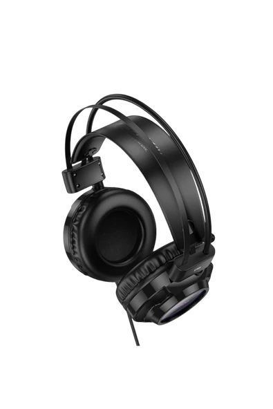 Hoco. W110 RGB Aydınlatmalı 2M Kablolu Kafaüstü Gaming Kulaklık - Siyah - Resim 2