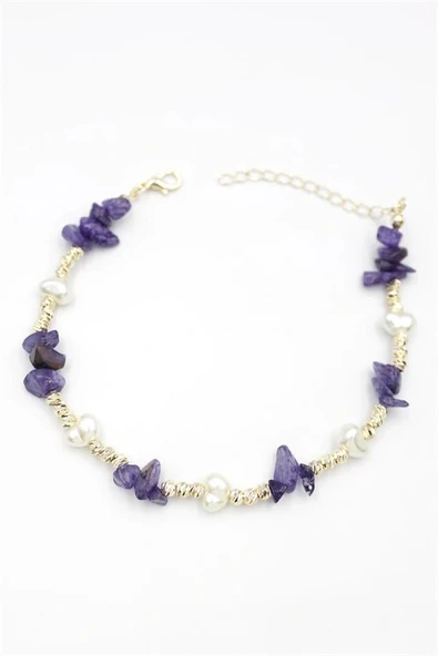 LitaeTrend Dorika Taş Halhal - Mor - Resim 2