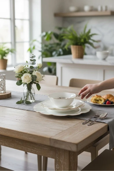 Hilland opal yemek takımı - 24 parça opal yemek seti takımı 6 kişilik - Resim 3