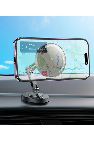 Hoco. HW26 Yapışkanlı Manyetik Hızlı Şarj Magsafe Araç Tutucu - Siyah - Resim 6