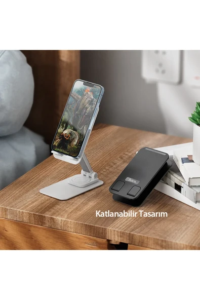 Hoco. PH50 Ayarlanabilir Katlanabilir Masaüstü Telefon Tablet Tutucu - Siyah - Resim 5
