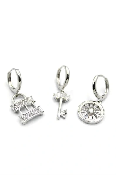 LitaeTrend 3'lü CD Küpe - Gümüş - Resim 2