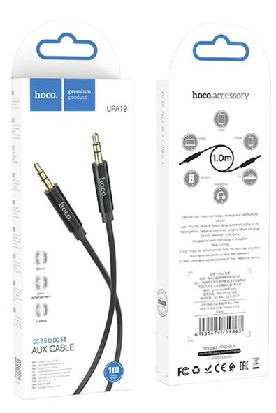 Hoco. UPA19 1M Hasırlı 3.5mm Aux Kablo - Gümüş - Resim 4