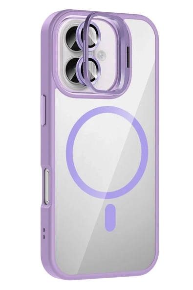 Apple iPhone 16 Remim Lensli Magsafe Standlı Kapak - Lila ürün görseli 1