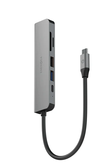 AluHub HD3 60W Type-C PD Şarj Destekli 6in1 4K Hub Dönüştürücü - Koyu Gri ürün görseli 1