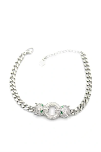 LitaeTrend Zirkon Taşlı Leopar Bileklik - Gümüş ürün görseli 1