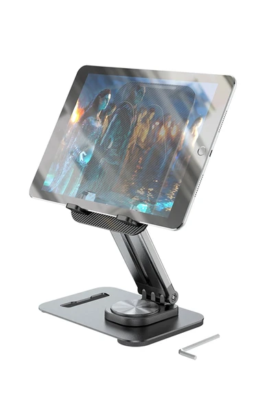 Hoco. PH48 360 Derece Ayarlanabilir Katlanabilir Masaüstü Telefon Tablet Tutucu - Siyah - Resim 5