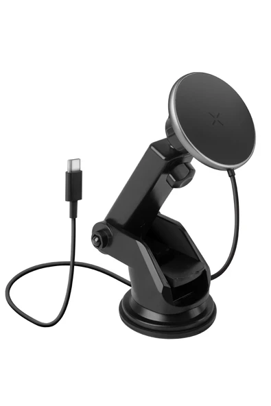 MagDrive 2in1 Izgara Klipsli ve Vantuzlu 15W Kablosuz Şarjlı Manyetik Magsafe Araç Tutucu - Siyah ürün görseli 1