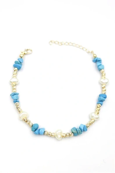 LitaeTrend Dorika Taş Halhal - Turkuaz ürün görseli 1