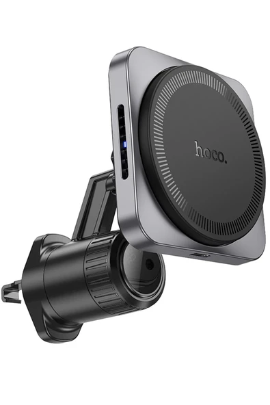 Hoco. HW15 Izgara Klipsli 15W Kablosuz Şarjlı Manyetik Magsafe Araç Tutucu - Siyah - Resim 6