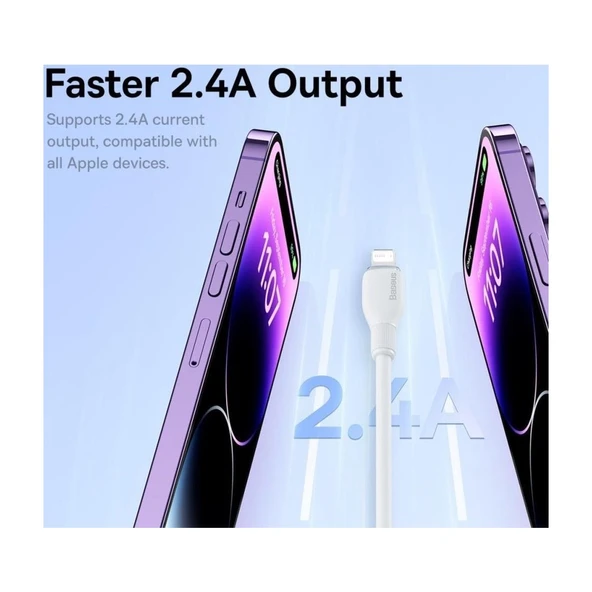 Ultra Hızlı 1.2mt 2.4A Iphone Şarj Kablosu Iphone 11 12 13 14 Pro Max Şarj Kablo, Akım ve Isı Korumalı - Resim 3