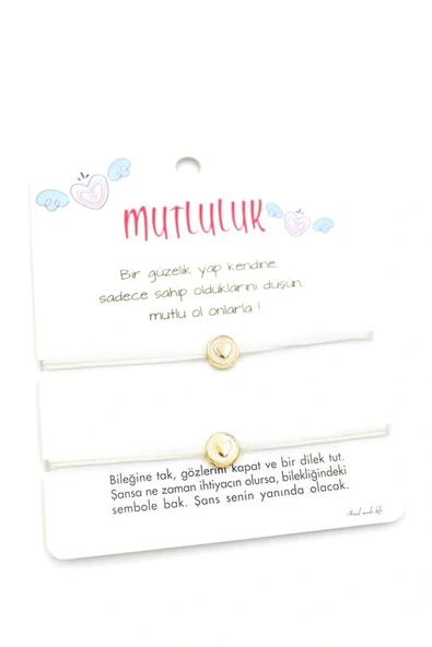 LitaeTrend Kalpli Arkadaş İp Bileklik - Beyaz ürün görseli 1