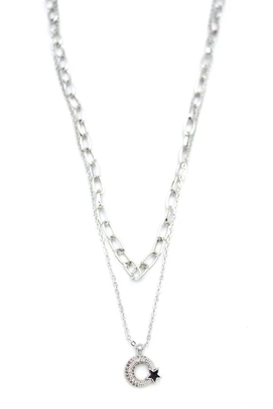 LitaeTrend Çoklu Ay Yıldız Kolye - Gümüş ürün görseli 1