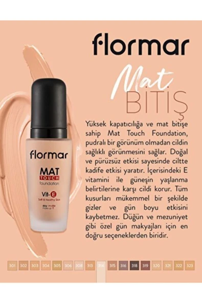 Flormar Mat Touch Fondöten No: 314 - Resim 4