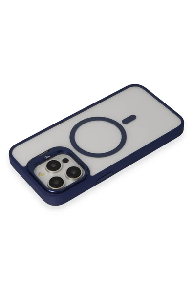 iPhone 15 Pro Kılıf Roblox Lens Magsafe Standlı Kapak - Lacivert - Resim 10