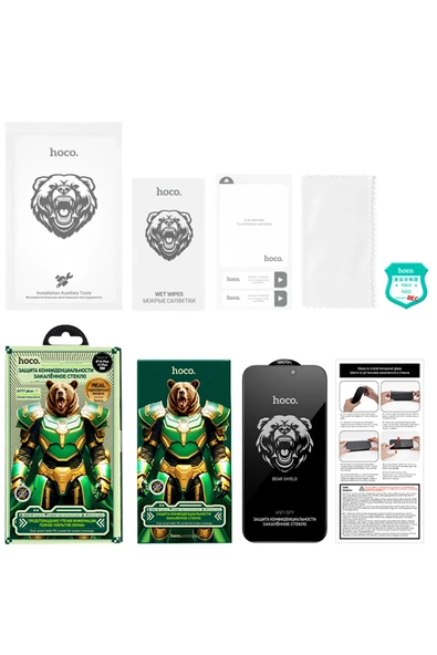 Hoco. Apple iPhone 14 Pro Max Bear Shield Hayalet Cam Ekran Koruyucu - Siyah - Resim 12