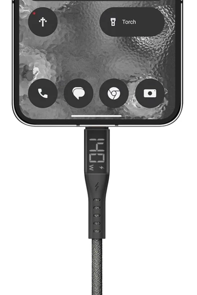 Flow 1.5M 240W Dijital Göstergeli Type-C to Type-C PD Hızlı Şarj Kablo - Siyah - Resim 4