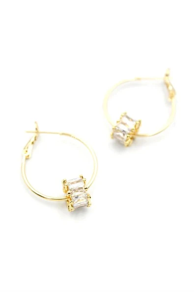 LitaeTrend Baget Taşlı Küpe - Altın ürün görseli 1