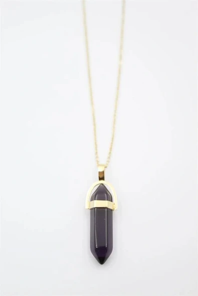 LitaeTrend Cam Taşlı Kolye - Mor ürün görseli 1