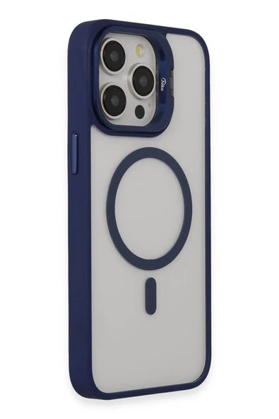 iPhone 15 Pro Kılıf Roblox Lens Magsafe Standlı Kapak - Lacivert - Resim 9
