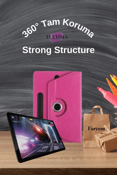 Vorcom Tablet Serisi Uyumlu Universal 10.1 inç Pu Deri Standlı Tablet Kılıfı Ultra﻿Pad-QuartzPro-S Tab7-QuartzLITE - Resim 10