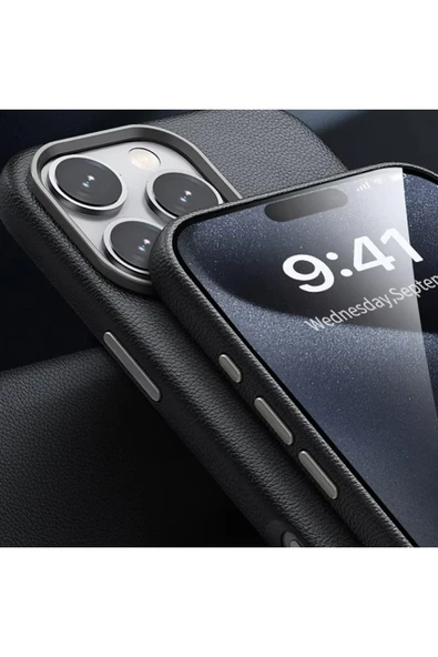 iPhone 16 Pro Max Wonder Deri Magsafe Kapak - Titan Gri - Resim 2