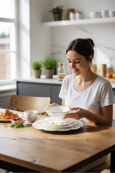 Hilland opal yemek takımı - 24 parça opal yemek seti takımı 6 kişilik - Resim 4