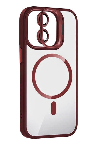 Apple iPhone 11 Remim Lensli Magsafe Standlı Kapak - Bordo ürün görseli 1