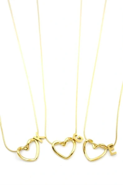 LitaeTrend 24'lü Kalp Harf Kolye - Altın ürün görseli 1