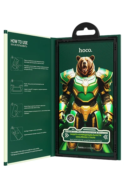 Hoco. Apple iPhone 15 Pro Max Bear Shield Hayalet Cam Ekran Koruyucu - Siyah - Resim 10