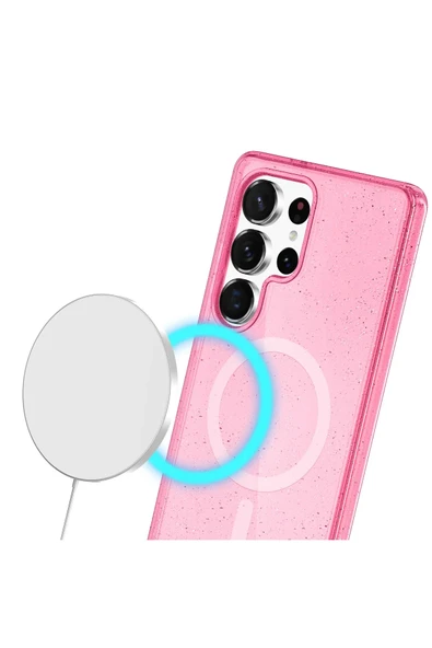 Fuchsia Samsung Galaxy S24 Ultra Kılıf Star Magsafe Uyumlu Kapak - Pembe - Resim 3
