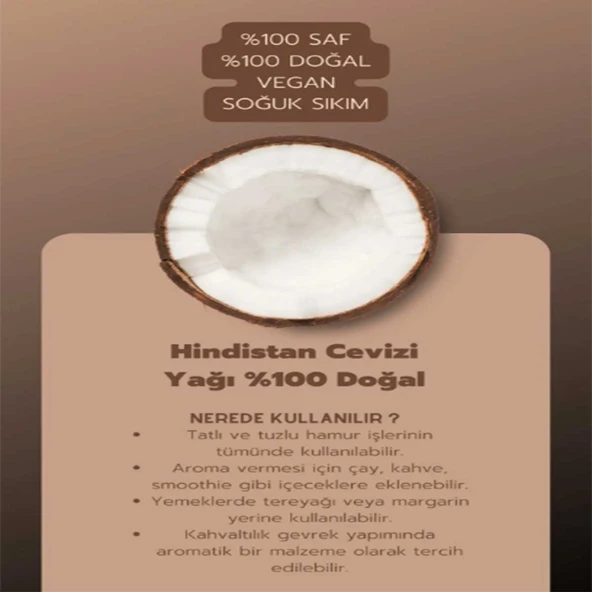 Hindistan Cevizi Yağı Soğuk Pres Saf Doğal Cam Kavanoz 150 Gr - 210 ML - Resim 6