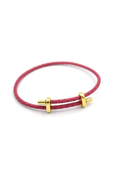 LitaeTrend Deri Hasır Bileklik - Fuşya ürün görseli 1