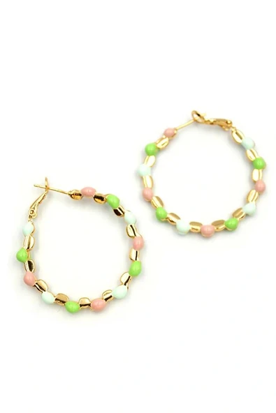 LitaeTrend Mineli Halka Küpe - Yeşil ürün görseli 1