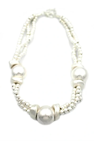 LitaeTrend Mat Boncuk Kolye - Gümüş ürün görseli 1