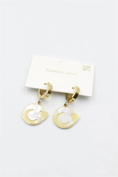 LitaeTrend Sedef Hilal Küpe - Altın - Resim 2