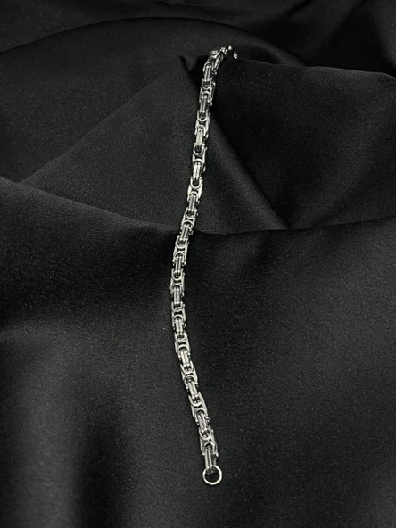 HERİF Aksesuar Erkek Kral (Byzantine) Zincir 22cm (18+4) Ayarlanabilir Çelik Bileklik - Resim 2