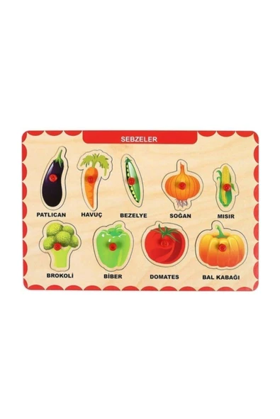 Maketçiniz Ahşap Tutmalı Eğitici Yapboz Sebzeler ürün görseli 1