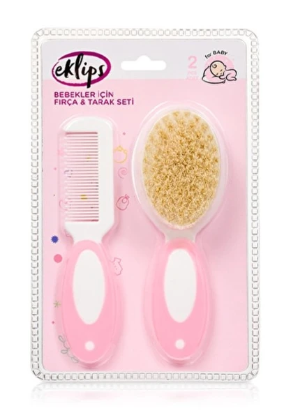 Eklips Bebek Fırça Tarak Seti (Pembe) – Doğal Kıllı, Nazik ve Güvenli Saç Bakımı ürün görseli 1