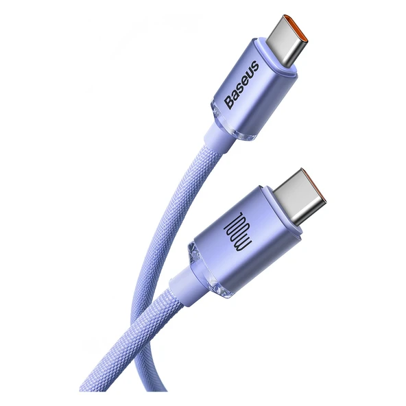 Crystal Shine 100W 120 cm Pd Type-C Şarj Kablosu Mor - Resim 2