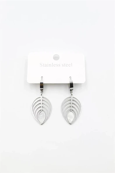 LitaeTrend Sedef Yaprak Küpe - Gümüş ürün görseli 1