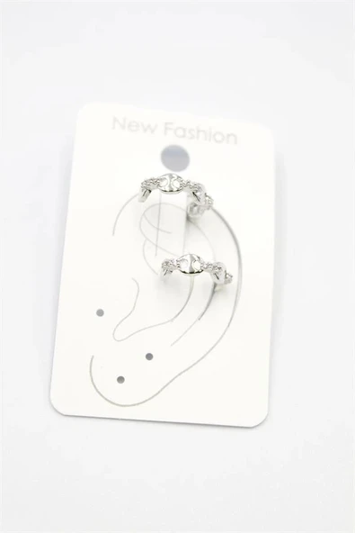 LitaeTrend 2'li Taşlı Kıkırdak Küpe - Gümüş - Resim 2